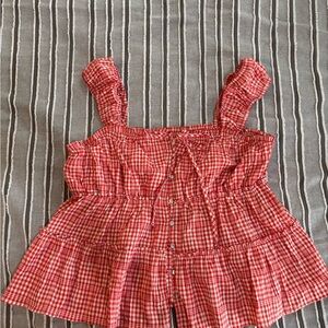 Red Gingham Sleeveless Top